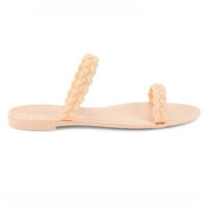STUART WEITZMAN BRAIDA SAWYER JELLY SANDALS IN POUDRE NUDE 6